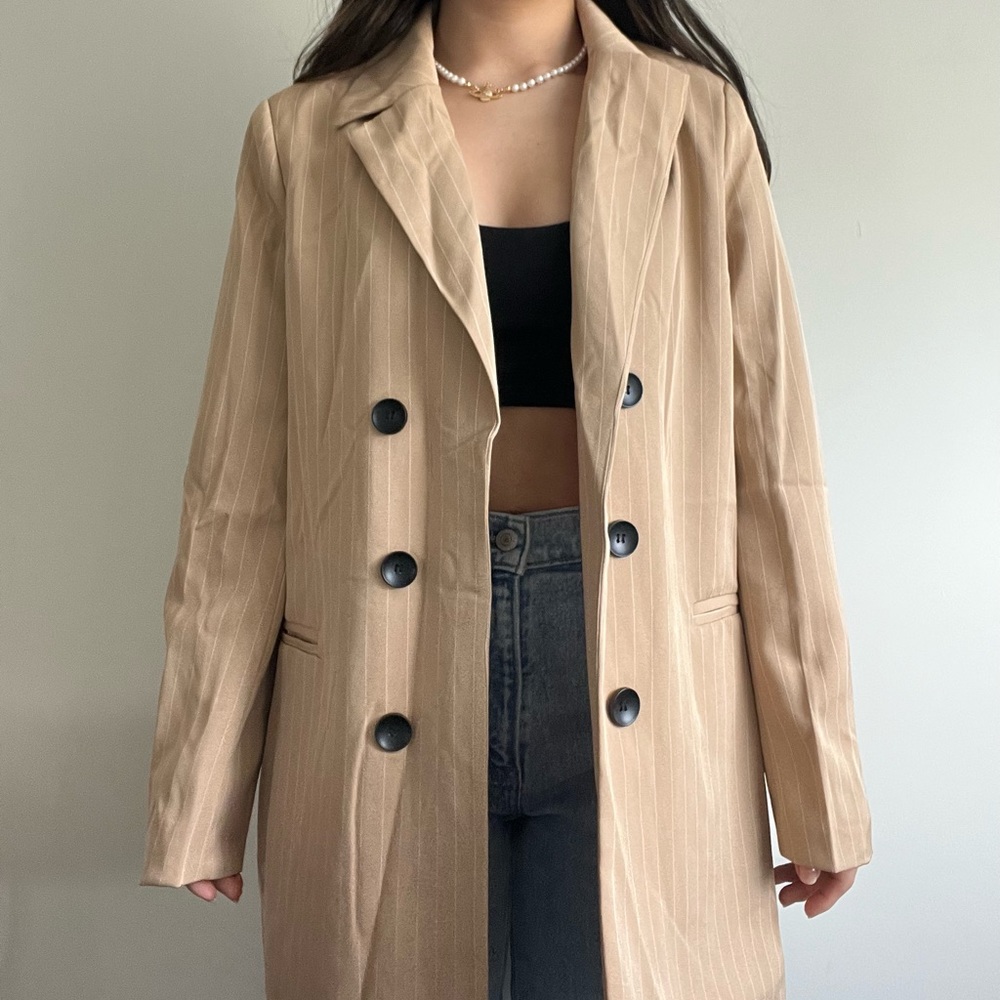 Boohoo Stripped Button Detail Blazer